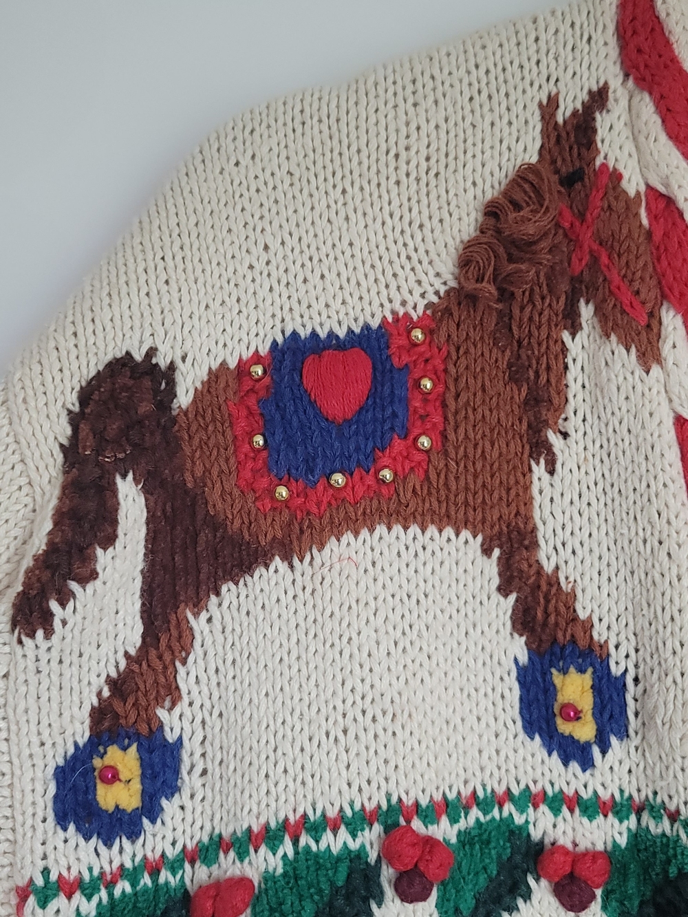 Vintage Marisa Christina Cream Holiday Cardigan - Picture 6 of 8